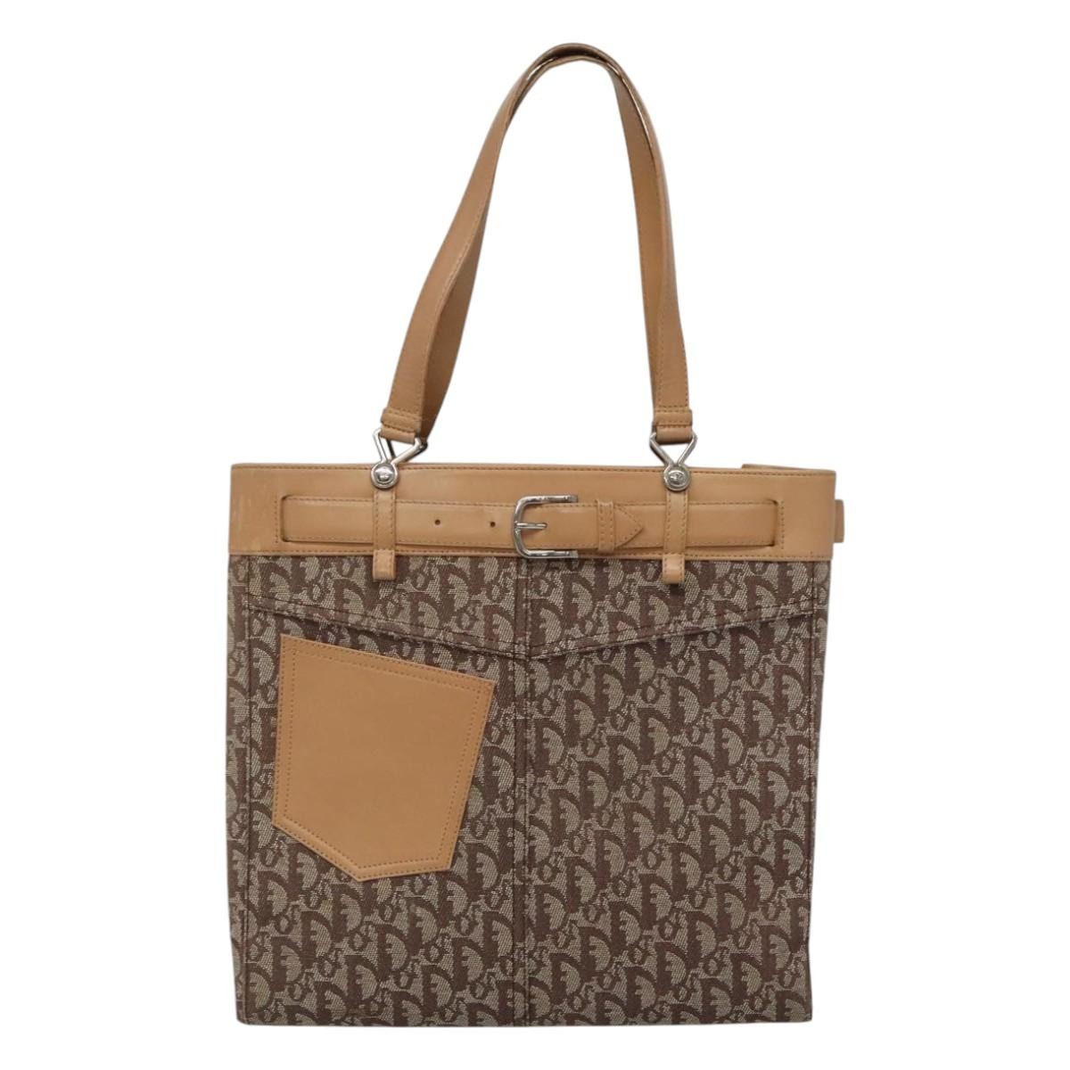Dior Trotter Authentic Brown Canvas Tote Bag