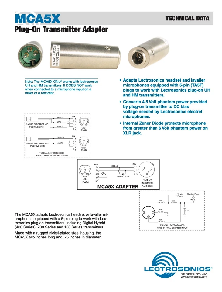 Lectrosonics MCA5X Plug-On Transmitter Microphone Adapter for TA5F Lav Mic - Image 2 of 4