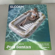 Sloosh Inflatable Tanning Pool Float 70"x46" Pool Raft Lounge Bed