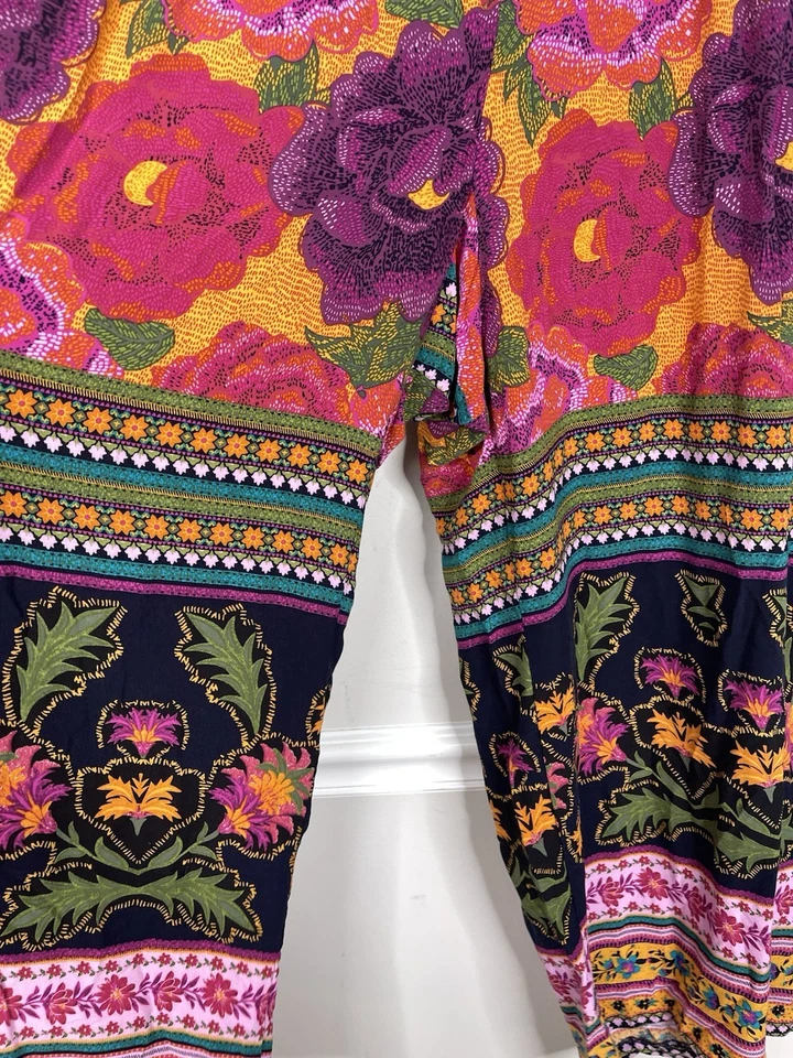 Rachel Roy Wide Leg Boho Palazzo Pants Tropical Floral Elastic Waist 2 XL - Image 4 of 4