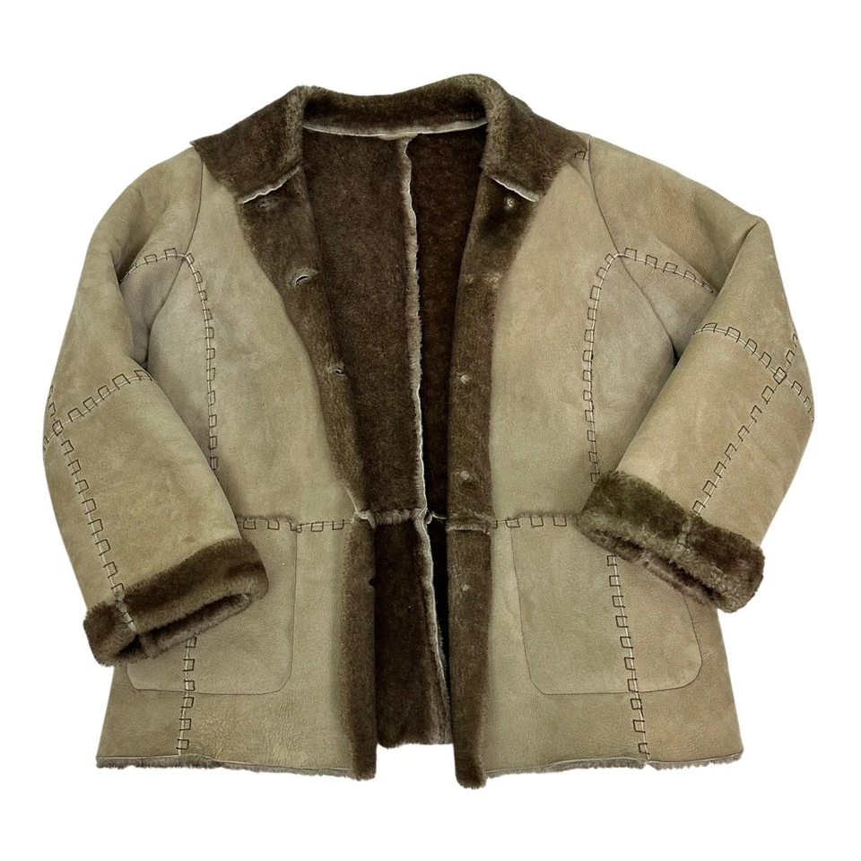 Isabella птица женщин овчины Куртка Пальто желтовато-коричневый замши стриженный мех с подкладкой размер M - Изображение 3 из 4