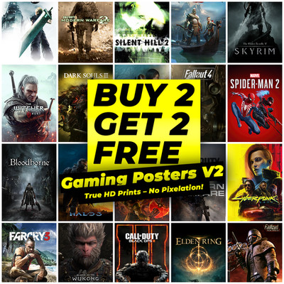 Gaming Poster V2 | Videospiel Wandbilder | Vertikal A2 A3 A4 | Raumdeko