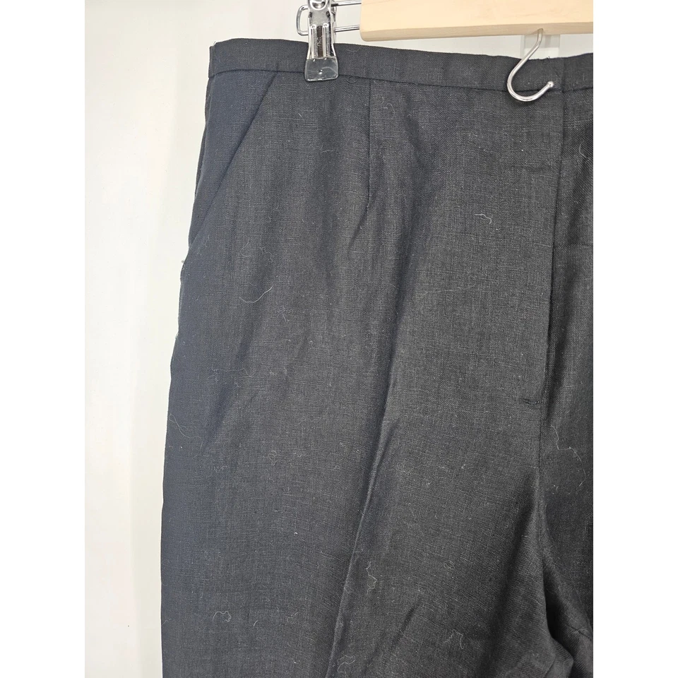 Pantalón negro Laura Ashley para mujer tiro alto cintura elástica lino pierna ajustada talla 16 Foto 2 de 4