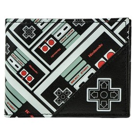 Retro Nintendo NES Controller Puzzle Dpad Black Coin & Card Bi-Fold Wallet