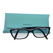 Tiffany Co TF 2074 8055 Cat Eye Havana Blue Eyeglasses Frame 52-16-135 Case