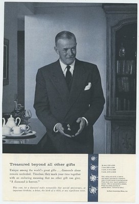 De Beers Unique Great Gifts Diamonds Alone Remain Unrivaled 1959 Vintage Ad 