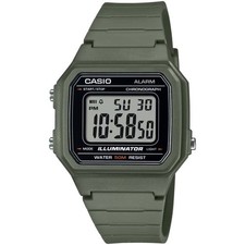Casio Men's Watch Chronograph Grey Digital Dial Green Resin Strap W-217H-3AVCF