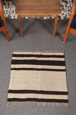 Vintage Türkischer Kelim Teppich 2x1,9 ft (60x58 cm), Beige Gestreifter Teppich