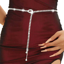 Rhinestone Belts for Women Crystal Chain Belt for Dress Sparkle Thin