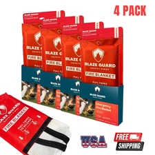 Blaze Guard Emergency Fire Blanket 100% Fiberglass 4 Pack Home & Kitchen Safety