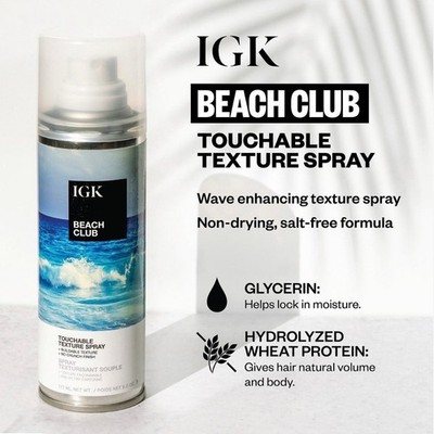 NEW IGK Hair Beach Club Touchable Texture Volume Wave Spray - 5oz/177mL