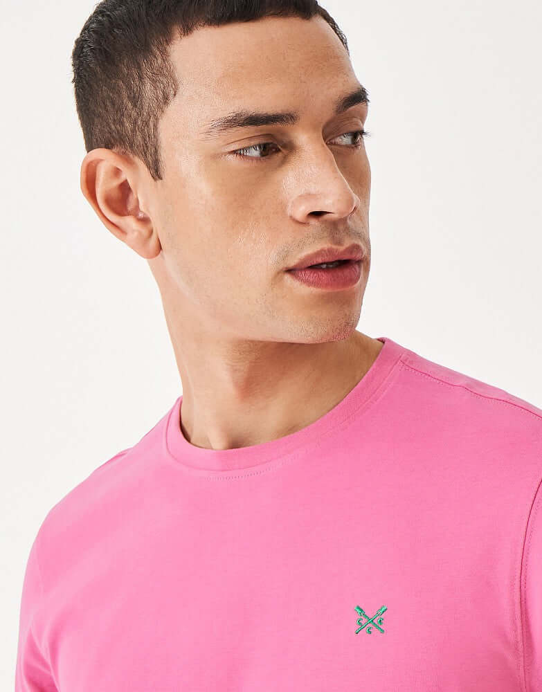 Crew Clothing Classic Crew Neck T-Shirt, 100% Cotton Azalea Pink