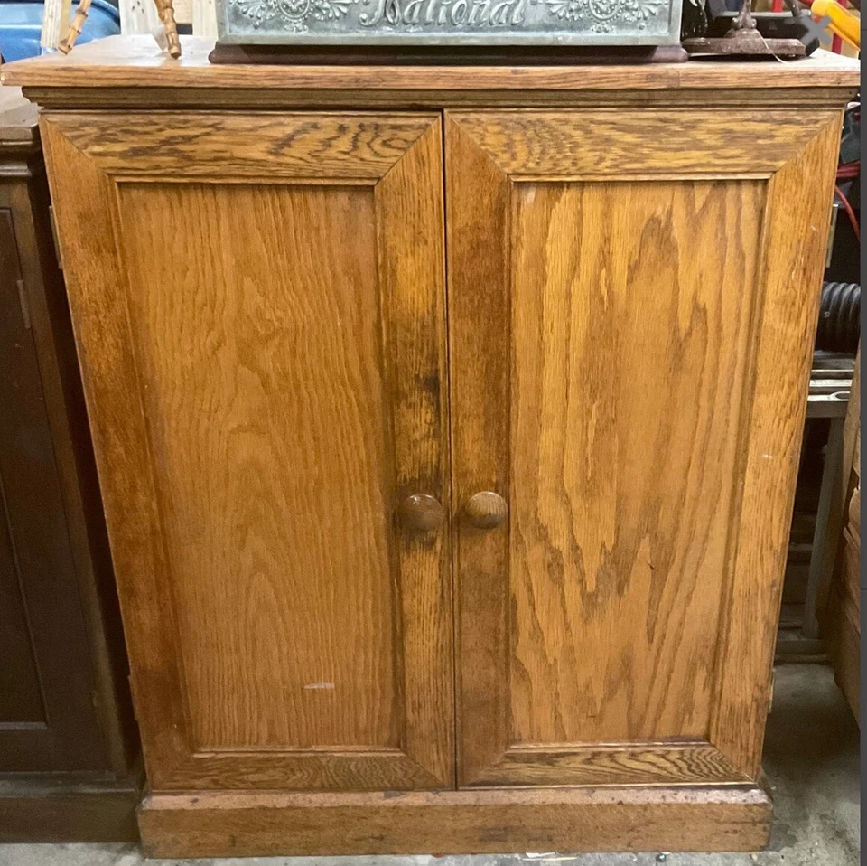 Antique Oak Card Catalog 38 drawer & 18 Cubbyholes Library Apothecary Cabinet - Image 2 of 2