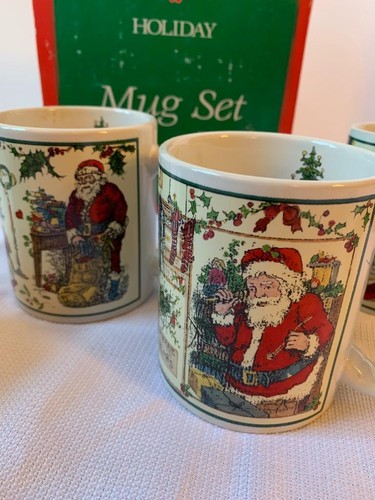 vintage JC Penney Holiday Christmas MUGS SET Betty WHITEAKER coffee 5464 box set - Picture 3 of 8