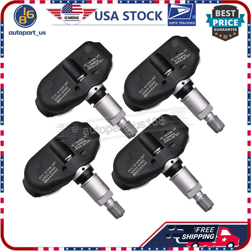 Sensor de presión de neumáticos de 4 piezas TPMS apto para Hyundai Sonata Tuscon Tiburon 2007-2008 Foto 3 de 4
