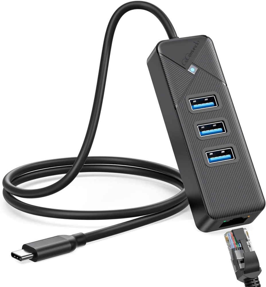7-Port USB 3.0 Hub with Gigabit Ethernet Adapter for Fast Data Transfer