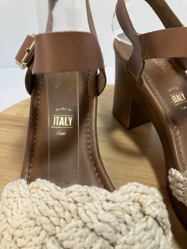 SEYCHELLES Womens Leather Jute Rope Ankle Strap Wooden Block Heel Sandals SZ 7 - Imagen 2 de 12