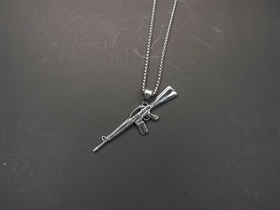 New Colt AR15/ M16 rifle Stainless Steel LARGE SIZE Pendant W/ 24'' CHAIN