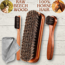 4-Piece Horsehair Shoe Brush Shine Kit, Shoe Polish Kit, Leather Shoes Boot Clea