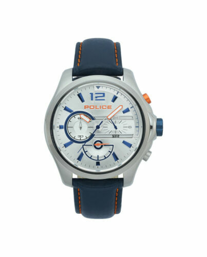 Police Orologio Uomo Analogico Al Quarzo R1451291003 - Cassa In Acciaio E Cinturino In Cuoio Marrone, Impermeabile 5ATM
