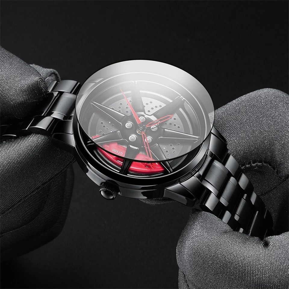 Relógio de aço inoxidável masculino Mustang quartzo impermeável clássico preto - Imagem 3 de 4