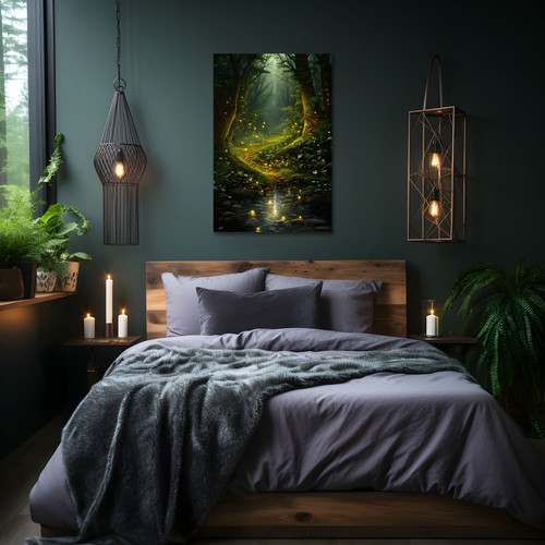 Fantasy Forest Fireflies Wall Art Print on Canvas | Enchanted Spiritual Mystical - Picture 7 of 10
