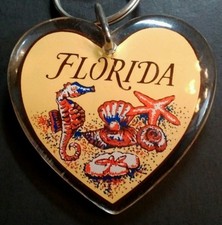 VTG Collectible Acrylic Key Chain FLORIDA SEA SHELLS HORSE STARFISH RARE HTF