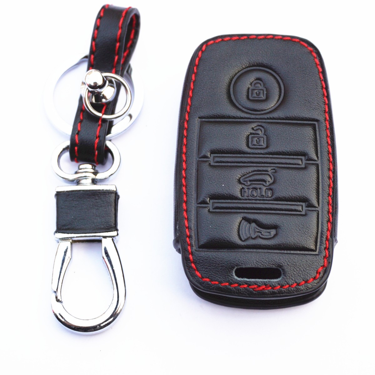Black Leather Buttons Remote Key Chain Cover Case For Kia Optima Rio  Sorento