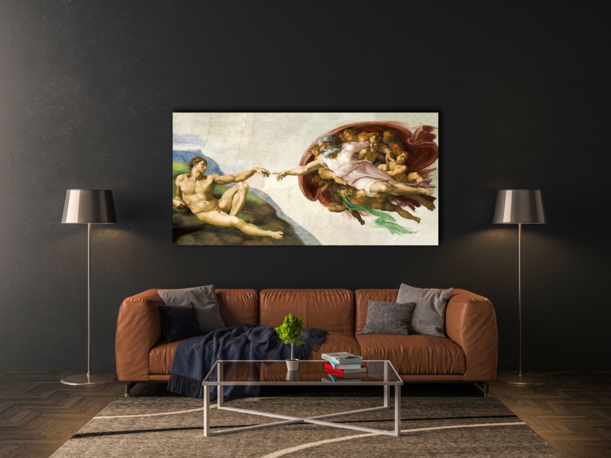 The Creation of Adam by Michelangelo Canvas Wall Art, Repreduction