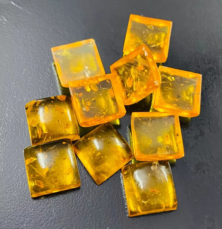 Baltic Amber Square Shape Flat Back Cabochon AAA Quality Wholesale Lot - Image 4 of 4