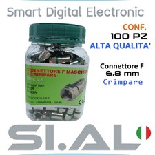 Connettore F maschio a crimpare per cavi da Ø 6,4 - 7 mm con O-ring MicroTek 100