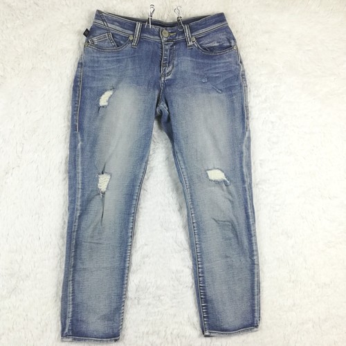 Rock & Republic Damen Jeans Indee Boyfriend Blau Denim Light Wash Distressed 2