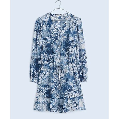 Madewell Blue & White Floral Dress Long Sleeve V-Neck Size 00 100% Viscose | eBay Madewell Blue & White Floral Dress Long Sleeve V-Neck Size 00 100% Viscose | eBay