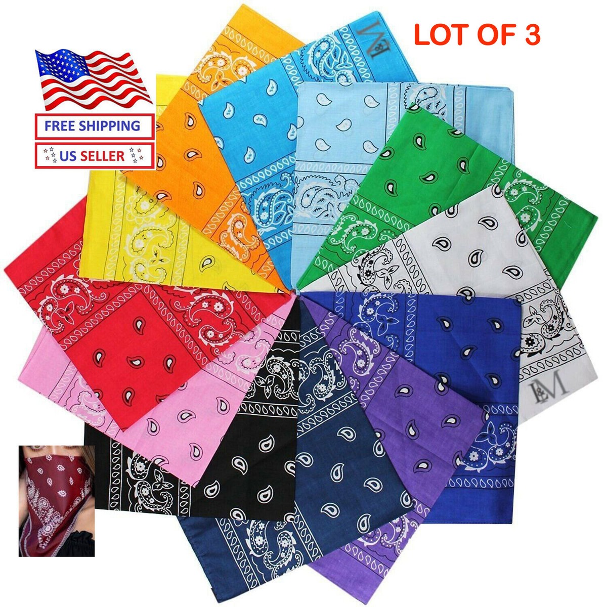 lot-of-3-12-bandana-cotton-paisley-print-double-sided-scarf-neck-face-mask-ebay