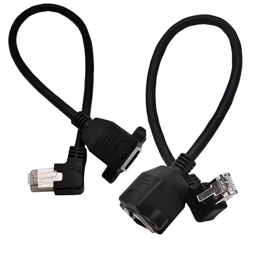 RJ45 Male Right/Left Angle to Female Panel Mount Ethernet Network Adapter Cable - 第 4/20 張圖片