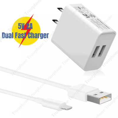 USB Fast Charger Block Dual Port Power Adapter Cube For iPhone 14 13 12 11 8 7 6