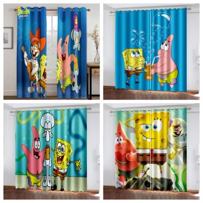 Kindervorhänge SpongeBob Vorhänge Verdunklung Vorhang Blickdicht Vorhänge Ösen