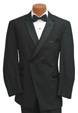 Men's Black Perry Ellis Double Breasted Tuxedo Jacket Wedding Groom Mason 39L