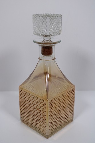 JARRA DE LICOR de vidrio de carnaval caléndula Old Forester Diamond Hobnail con tapón - Imagen 4 de 12