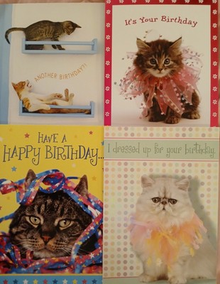  Assorted Lot Of 5 Cat/Kitten Greeting Cards w/ Envelopes