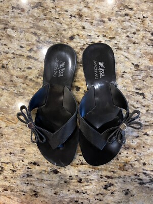 Melissa Jason Wu Women's Ribbon Bow Tie Thong Flip Flops