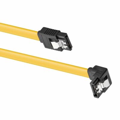 SATA Kabel S-ATA 600 6 Gb/s Datenkabel HDD SSD DVD-ROM 90° gewinkelt Clip 0,7 m