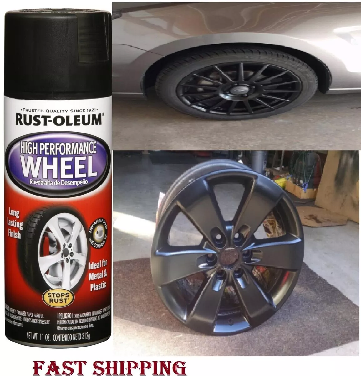 Rust-Oleum 248928 11 oz. High Performance Matte Black Wheel Spray Paint