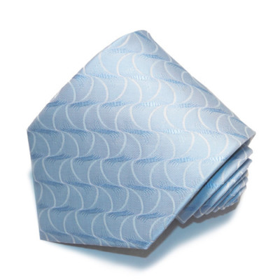 Men's light blue and off white swirl designed  woven tie