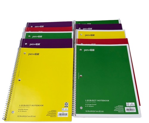 Lot Of 10 Spiral One Subject 70 Sheet Notebooks School Office Wide Ruled - Picture 2 of 10