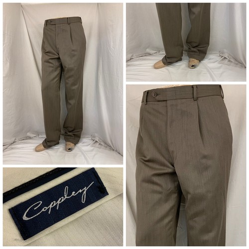 Coppley Pants 36x33 Brown Pleat Made In 