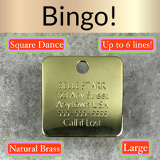Custom Engraved Dog Tags Personalized Dog Collar Pet ID Tags SQUARE DANCE BRASS