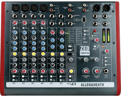 Allen & Heath ZED-10FX 10-channel Mixer W/ USB Audio Interface and Effects MINT