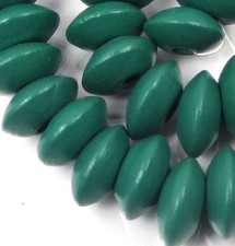 12x5mm Green Wood Rondelle Abacus Beads 16"
