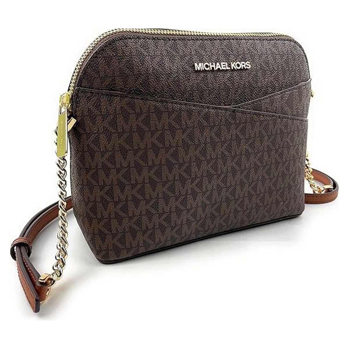 Michael Kors Jet Set Medium Crossbody Leather Handbag (BROWN